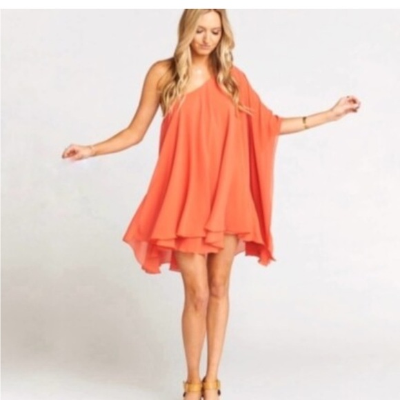 Show Me Your Mumu Zsa Zsa Papaya chiffon mini Dress swing style Orange melon S - Picture 4 of 11